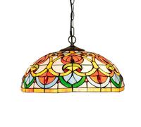 Lámpara de araña tiffany retro rústico vidriera de vidriera, lámpara colgante vintage para dormitorio, cocina, comedor, pasillo, balcón, 16 pulgadas,Peach beads