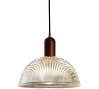 Lámpara de araña Vintage de Cristal con Ondas de Agua, lámpara Colgante clásica de Madera, Base E27, lámpara Colgante de un Solo Cabezal, Altura Ajustable para Cocina, Isla, Comedor, Dormitorio,