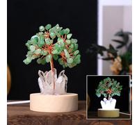 Lámpara de árbol de cristal de ametista Árbol de bonsai con cristal natural y base de madera Decoración de escritorio alimentada por USB para la meditación Regalo de oficina de yoga Mujeres Hombres