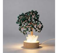 Lámpara de árbol de cristal de ametista Árbol de bonsai con cristal natural y base de madera Decoración de escritorio alimentada por USB para la meditación Regalo de oficina de yoga Mujeres Hombres