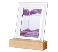 Lámpara de arena movediza, base de madera, lámpara líquida de arena dinámica, decoración de escritorio de arena que fluye de vidrio, luz nocturna alimentada por USB, diseño de reloj de arena