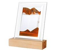 Lámpara de arena movediza, base de madera, lámpara líquida de arena dinámica, decoración de escritorio de arena que fluye de vidrio, luz nocturna alimentada por USB, diseño de reloj de arena