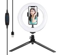 Lámpara de Aro LED Puluz PKT3073B 20 cm con Soporte para Móvil