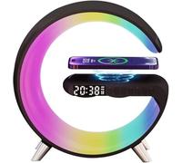 Lámpara de atmósfera inteligente Altavoz Bluetooth Cargador inalámbrico Lámpara de noche Lámpara de despertar del amanecer Lámpara polar Despertador, Lámpara de mesita de noche con control de APLICACI