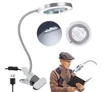 Lámpara de Aumento LED de luz Diurna 8X, 360 ° con Abrazadera de Metal, Alimentada por USB, para Lectura, Personas Mayores, Pasatiempos, Manualidades