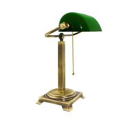 Lámpara de Banquero Latón Cristal 39,5 CM E27 Orientable Interruptor Escritorio