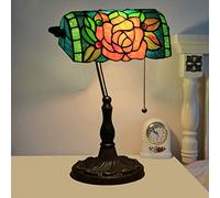 Lámpara de banquero ZEDARO, lámpara de escritorio Tiffany multicolor de vidrio con bombilla incandescente de alta eficiencia energética