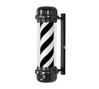 Lámpara de barbero tipo poste con parte superior plana, lámpara LED para barbería, letrero de peluquería comercial para exteriores, lámpara giratoria de pared, rojo, azul, blanco (negro/rojo)/azul y