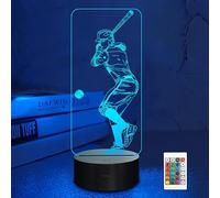 Lámpara de béisbol 3D Illusion Night Light LED Night Light, color Touch Mesillas de noche Dormitorio Mesa Art Deco Child Night Light con cable USB Novedad Regalo de cumpleaños de Navidad