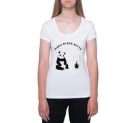 Lámpara De Betty Panda Negra ¡Guau Camiseta De Manga Corta Blanca con Cuello Redondo para Mujer T-Shirt Short Sleeve White Crewneck tee For Women