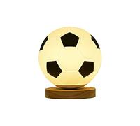 Lámpara de bola de fútbol para niños, lámpara de fútbol de 5.9 pulgadas, lámpara de fútbol LED 3D de 7 colores con soporte de madera, control remoto y recargable por USB, decoración de habitación con