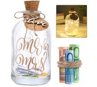 Luz LED para Botella de Boda, Regalo de Boda para Novios, Regalo de Boda único, Hucha para Dinero, Regalo de Boda, Regalo de Dinero, Personalizable, Regalo de Boda (Mr. & Mrs.)