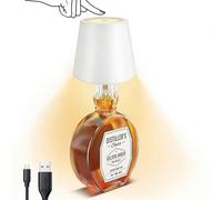 Lámpara de botella, pantalla táctil inalámbrica recargable con 3 temperaturas de color, lámpara mesa LED con forma de botella de vino inalámbrica para dormitorio restaurante bar decoración (White)