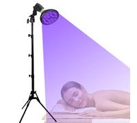 Lámpara de bronceado facial, altura ajustable de 38.5 a 78.7 pulgadas, rotación de 180°, 18 luces LED de 395 nm, lámpara solar autobronceadora para el hogar, belleza, salón, cara y cuerpo, con máscara