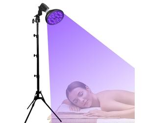 Lámpara de bronceado facial, altura ajustable de 38.5 a 78.7 pulgadas, rotación de 180°, 18 luces LED de 395 nm, lámpara solar autobronceadora para el hogar, belleza, salón, cara y cuerpo, con máscara
