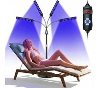 Lámpara de bronceado para el hogar: lámpara de bronceado facial con 4 cabezales de lámpara y 540 bombillas LED, soporte giratorio de 360°, 5 modos de iluminación, temporizador ajustable, con gafas