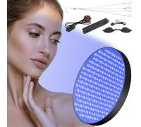 Lámpara de bronceado, portátil, 250 LED, luz de bronceado redonda para cara y cuerpo, solarium para el hogar, 40 W, 460 nm, luz de bronceado azul completa con gancho para colgar y soporte de