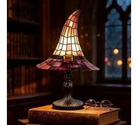 Lámpara de bruja de Halloween, 30 cm, retro, resina, decoración de | Lámpara de bruja de Halloween alimentada por USB, lámpara de sombrero de bruja, estilo gótico, luz nocturna de Halloween para