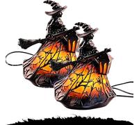 Lámpara de Bruja de Halloween, Sombrero de Bruja Gótica de Vidrio Teñido Luz Nocturna LED,2pc