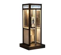 Lámpara de cabina telefónica alta retro con luz LED cálida, lámpara de mesa clásica para cabina de teléfono, mini lámparas de cabina de teléfono para estudiantes iluminación de dormitorio
