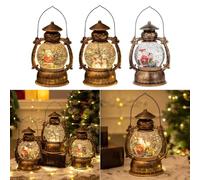 Lámpara de caja de música de Navidad de dibujos animados con escena de nieve para decoración del hogar, festiva para niños y adultos, 8 melodías navideñas, luz nocturna de bronce retro (muñeco de