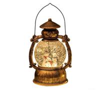 Lámpara de caja de música navideña con caballo de dibujos animados y escena nevada, iluminación suave que crea una decoración navideña acogedora y clásica (tres muñecos de nieve)