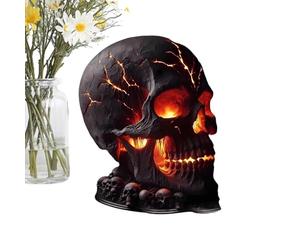 Lámpara de calavera de Halloween - Luz de llama parpadeante | Decoración aterradora con efecto de fuego realista | Ideal para espacios interiores, exteriores como porche, dormitorio, jardín, pat