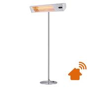 Lámpara de calefacción wifi para exteriores con kit de poste completo y potencia ajustable de 2000w estructura de aluminio anodizado y acero calefacción eléctrica para exteriores mediante ir-a de onda