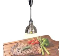 Lámpara de Calentador de Alimentos, Lampara de Calor con Interruptor Basculante y Altura Ajustable 60-180cm, Suspensión Lampara Calor Cocina Acero Inoxidable, Ideal para Buffet Restaurante (B-25cm,1)