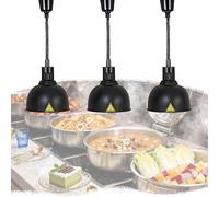Lámpara de Calentador de Alimentos, Lampara de Calor con Interruptor Basculante y Altura Ajustable 60-180cm, Suspensión Lampara Calor Cocina Acero Inoxidable, Ideal para Buffet Restaurante (C-25cm,3)