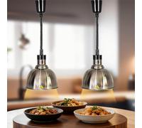 Lampara de Calor Cocina, Acero Inoxidable Lámpara Calentadora de Alimentos para el Sector de la Hostelería, Lampara Calienta Platos Altura Regulable de 60-180cm (Color Acero Inoxidable, 2)