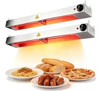 Lámpara de Calor Cocina | Lámpara Calentadora de Platos Colgante Temperatura Ajustable | Lámpara de Calor Hostelería de Acero Inoxidable para Cocina y Comedor Buffet (2, 150cm)