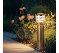Lámpara De Camino Exterior Bronce E27 Para Paisajismo Luz Pasarela Aluminio Impermeable Para Exteriores Con Pantalla Acrílica Bolardo Cilíndrico Lámpara Pie Para Césped Patio Porche Farol Poste