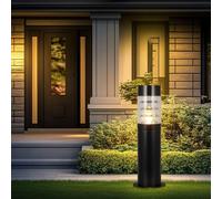 Lámpara De Camino Moderna De 23,62 Pulgadas, Color Negro, E27, Para Exteriores, De Aluminio Antioxidante, Con Iluminación De Paisaje Acrílica Impermeable, Para Porche, Entrada, Bolardo Con Bombilla