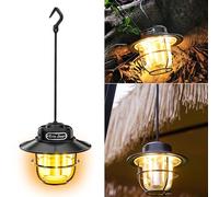 Lámpara de camping LED, portátil, recargable, lámpara de tienda USB para colgar, intensidad variable continua 1300-6500K, lámpara colgante retro, lámparas de camping IPX4, impermeable para corte de