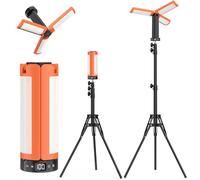 Lámpara de Camping Recargable con Trípode, 12000 mAh, 3 Colores de Luz, Trabajo LED Regulable de 6000 lm con Gancho Magnético y SOS, IP65, Adecuada para Talleres, Obras de Construcción y Emergencias.