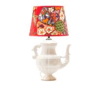 Lámpara de cerámica de Talavera Tetera con pantalla japonesa