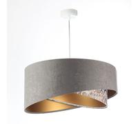 Lámpara De Colgar Tejido Ø 50 Cm Gris Beis Dorado E27 Ajustable Sala De Estar