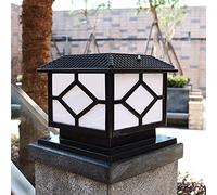 Lámpara de columna LED cuadrada para vallas con mando a distancia - Lámpara de columna LED de 3 colores para iluminación moderna de postes exteriores en césped, patio, jardín y caminos (negra, 30 cm