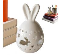 Lámpara de conejo de Pascua - Mini conejito de cerámica de 5,91 pulgadas, figura navideña, centro de mesa de primavera con luz | Expositor de mesa para casa y oficina, decoración para alféizar de