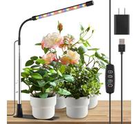 Lámpara de crecimiento para plantas de interior, luz de espectro completo para plantas con base, lámpara para plantas con temporizador automático ON/OFF 3/9/12H