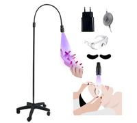 LáMpara De Curado De Pegamento Uv Led De 5 W Con Base De Placa De Hierro Y Control De Interruptor De Pie, LáMpara De PestañAs Uv Con Parche En El Ojo Y Gafas, Interruptor De Pie, 395 Nm