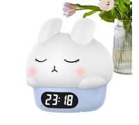 Lámpara de despierta de conejo divertida: luz nocturna de control táctil para la habitación de los niños, linda rutina de sueño de reloj de animales, conejito recargable con brillo suave, habitación d