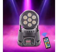 Lámpara de escenario de cabeza móvil, 7 x 10 W RGBW DMX Profesional Mini Moving Head Spot Beam, efecto de iluminación estroboscópica 4 en 1, luz estroboscópica para fiestas, DJ, discoteca, con mando a