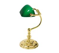 Lámpara de Escritorio Banquero Oro Verde Cristal de Latón Premium Hecho a Mano