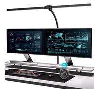 Lámpara de Escritorio con Control Remoto, Lámpara LED de 80 cm para Oficina en Casa, Luz de Escritorio de Doble Cabeza de 24W, Regulable y con Temperatura de Color, Luz para Monitor de Computadora