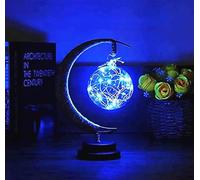 Lámpara de escritorio con luz de noche, Lámparas de mesa LED de luz nocturna de decoración de ratán para el dormitorio del hogar (manzana, Azul)