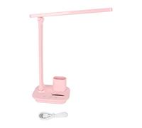 Lámpara de escritorio LED,3 Colores Regulación Continua Control Táctil Protección Ocular LED Luz de Lectura Lámpara de Mesa para Dormitorio Lámpara de Estudio con Portalápices para Universidad(Rosa)