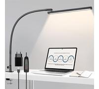 Lámpara de escritorio LED, BIENSER 14 W Lámpara de mesa Arquitecto flexible con abrazadera, 10 niveles de brillo x 5 modos de color, lámpara de mesa ajustable, protección de los ojos, 5 V/2 A CE