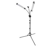 Lámpara de escritorio LED de doble brazo con cabezal giratorio de 360°, 40 W, temperatura de color 3000 K-6000 K, regulable, para transmisión en vivo, salón de uñas, tocador y lugares de trabajo con